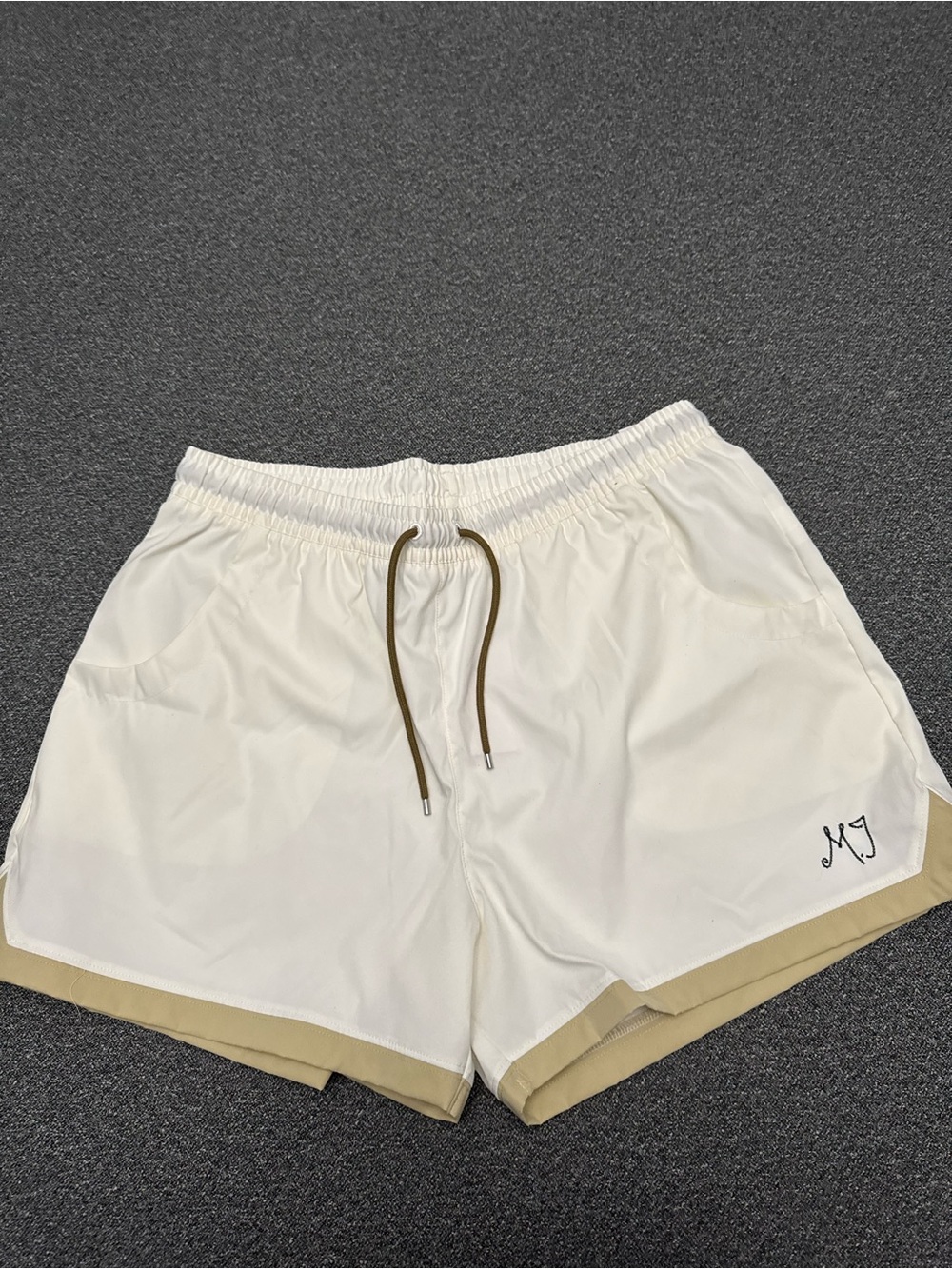 Nike Women's Michael Jordan White Athletic Shorts with Tan Layered Hem